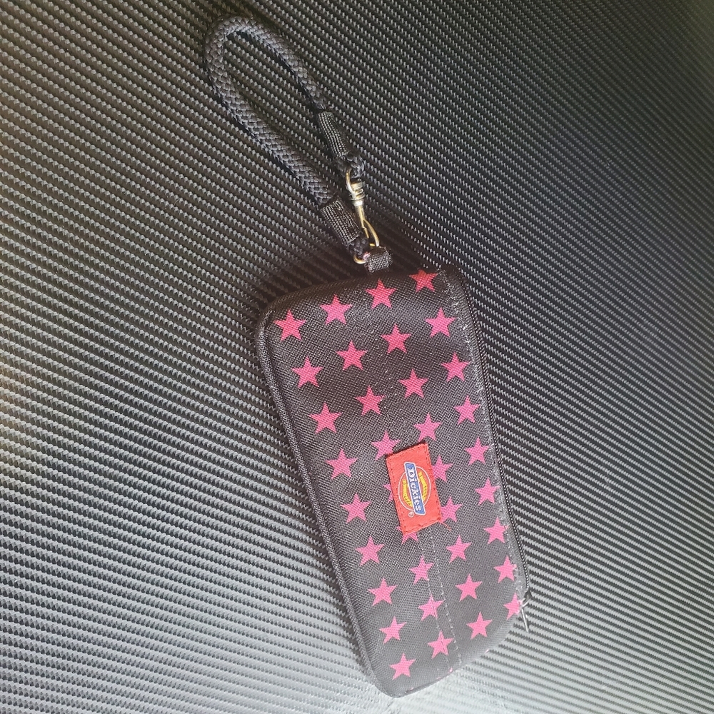 Dickies pink star zip coin purse wristlet makeup bag